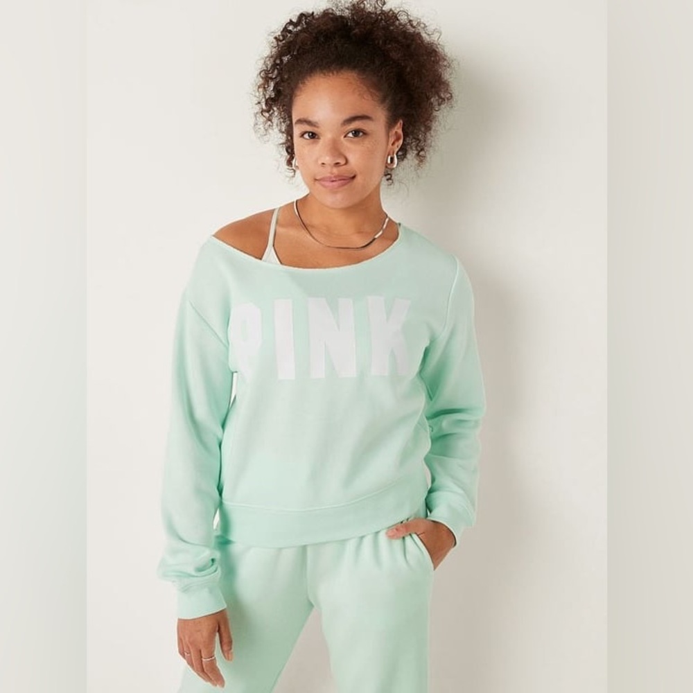 Victorias Secret polar crop sweatshirt mint green size small off the shoulder